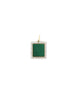 14K Gold Diamond Square Malachite Charm