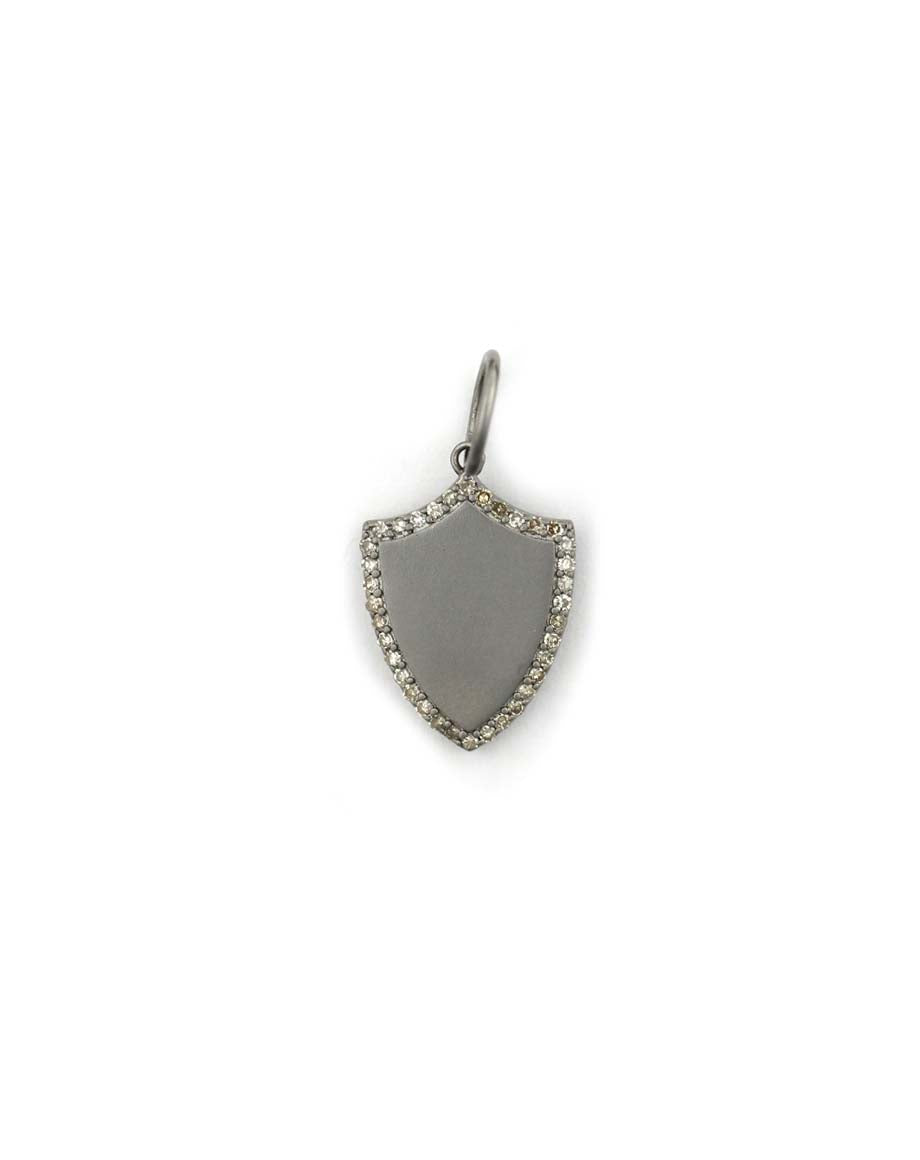 Matte Silver Diamond Edge Shield Charm