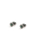 Tiny Silver Diamond Flower Emerald Center Studs