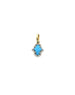 Mini 14K Gold Puffy Turquoise Diamond Hamsa Charm