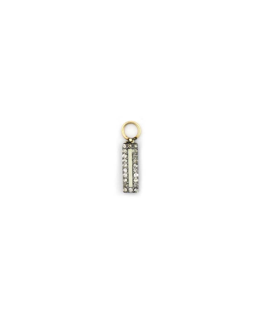 White Enamel Diamond Bar Earring Charm