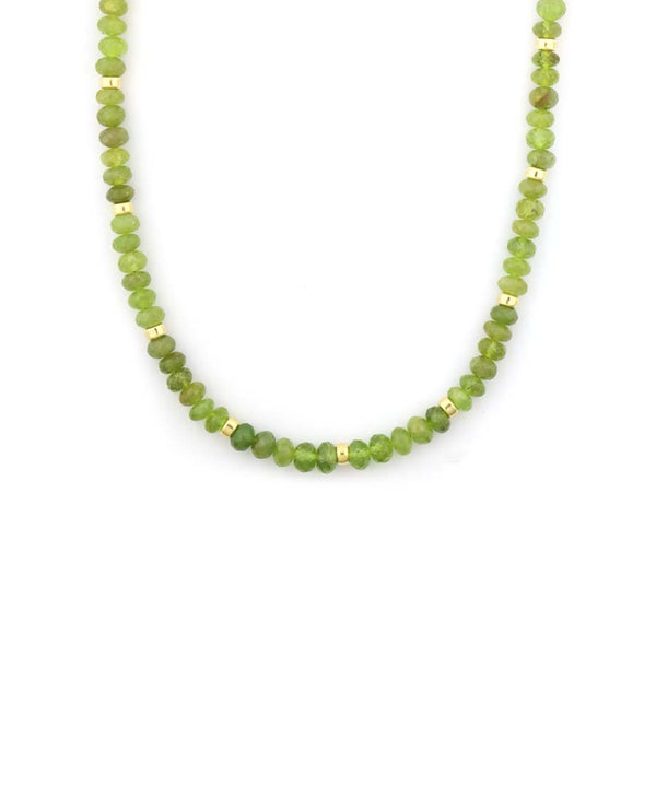 Mossy Green Titanite Rondelle Necklace