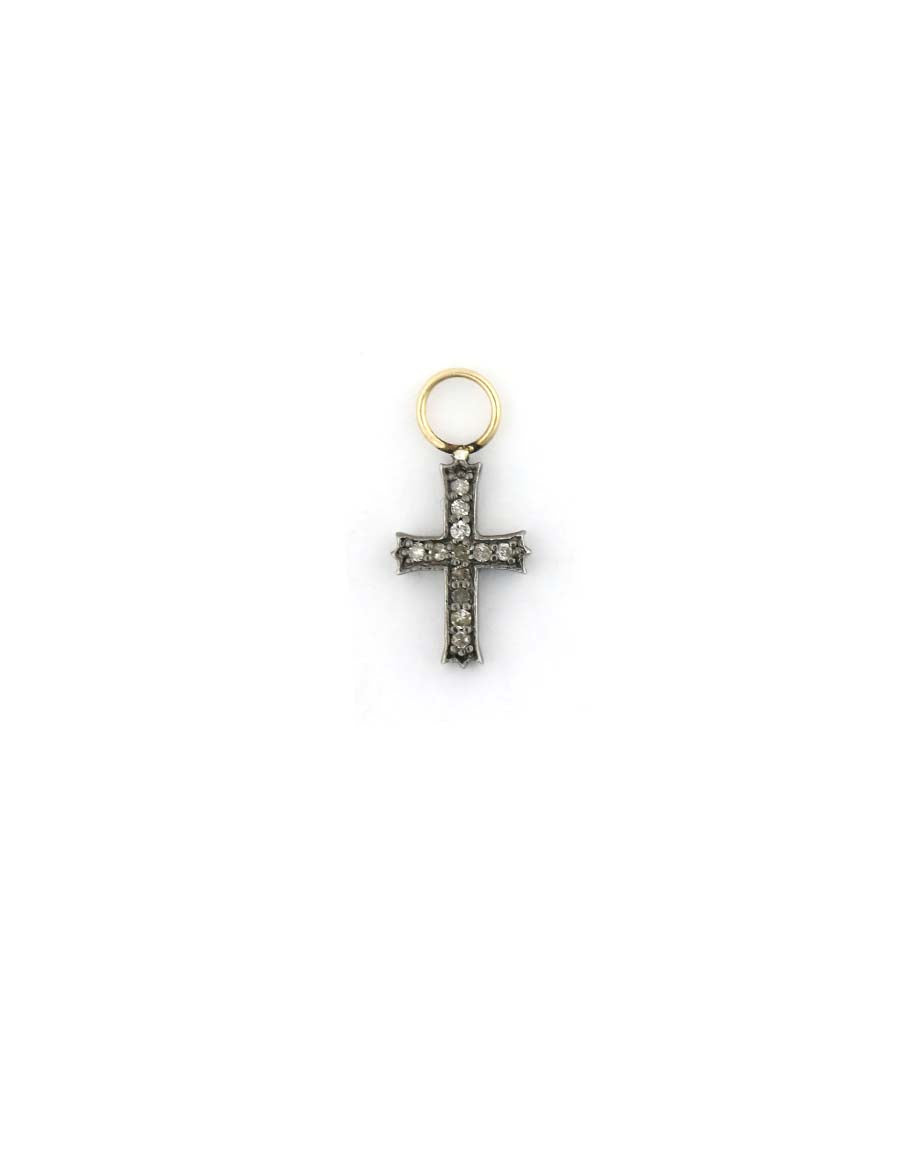 Fancy Silver Diamond Cross Earring Charm