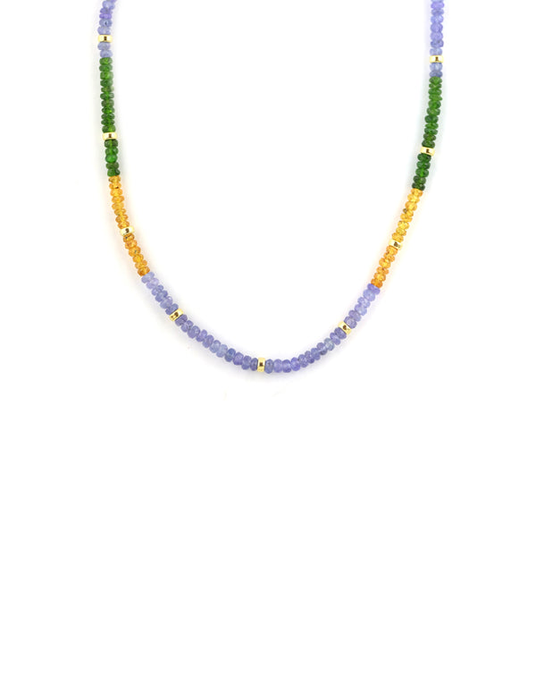 Pansy Gemstone Gold Rondelle Necklace
