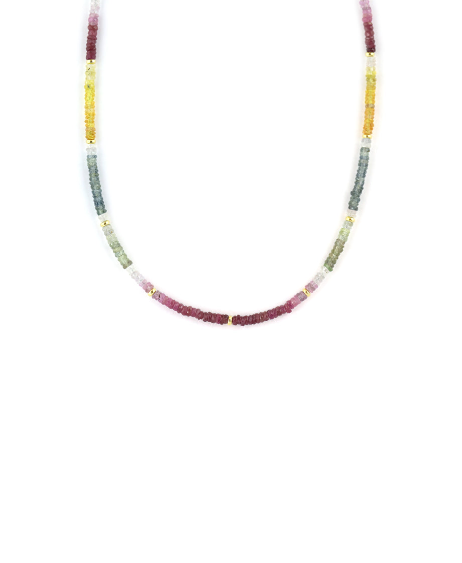 Luxe Rainbow Sapphire Rondelle Necklace