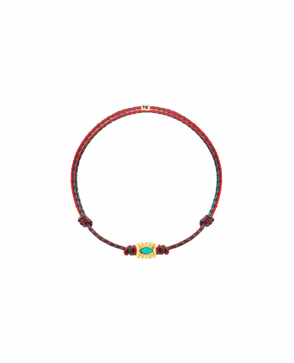 Luis Morais 14K Gold Turquoise Evil Eye Ingot Red Thread Bracelet