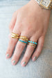 14K Gold Turquoise Diamond Triple Wrap Ring