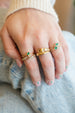 14K Gold Double Pear Emerald Dotted Ring