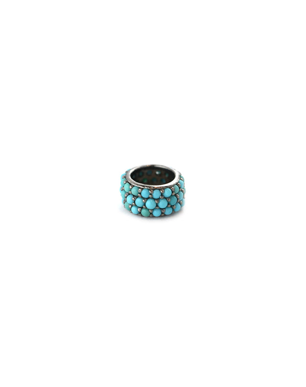 Round Silver Dotted Turquoise Spacer