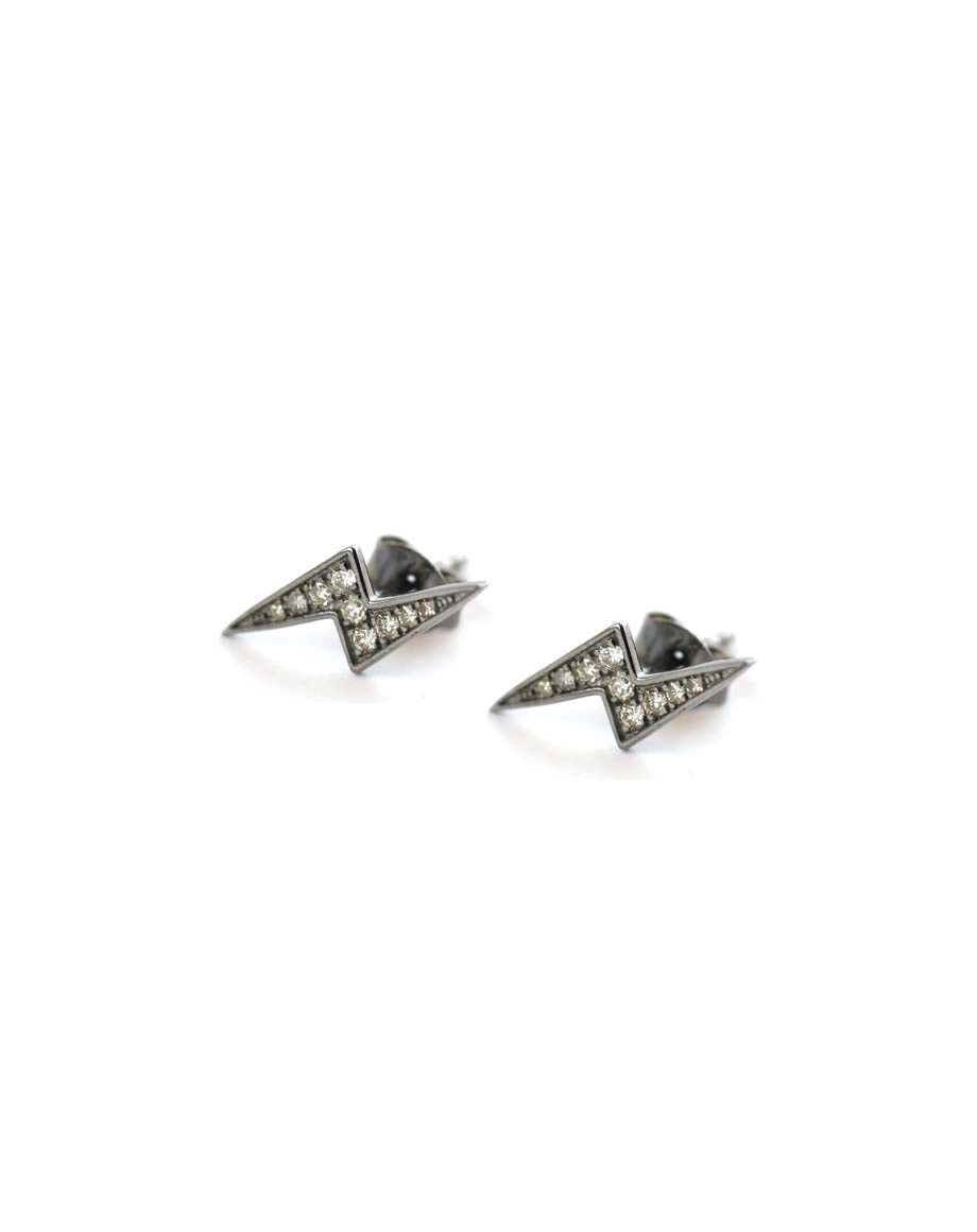 Silver Diamond Lightning Bolt Studs