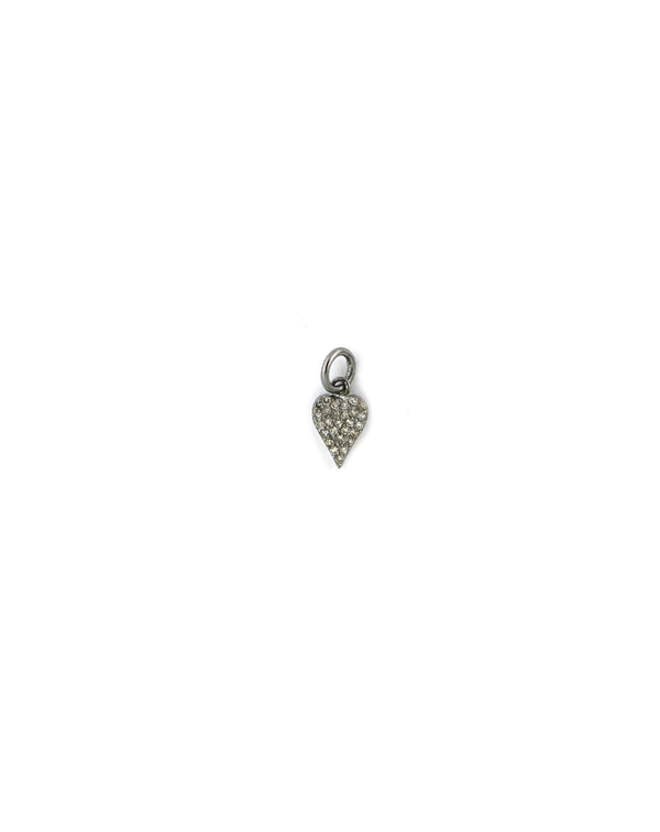 Mini Silver Diamond Elongated Heart Charm