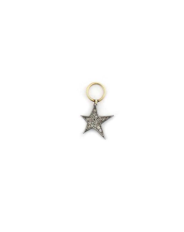 Silver Diamond Asymmetrical Star Earring Charm