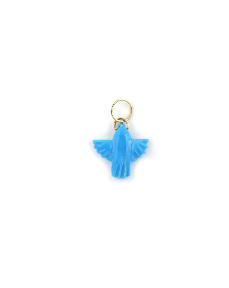 Small 14K Gold Carved Turquoise Thunderbird Charm