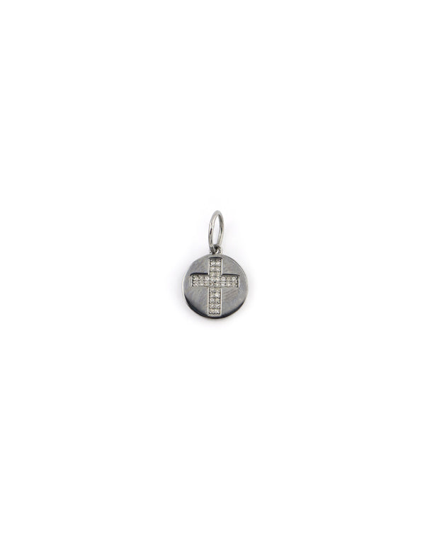 Small Silver Cross Coin Charm