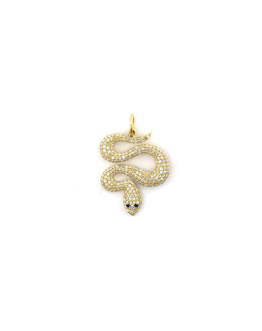 14K Gold Thick Downward Diamond Snake Charm