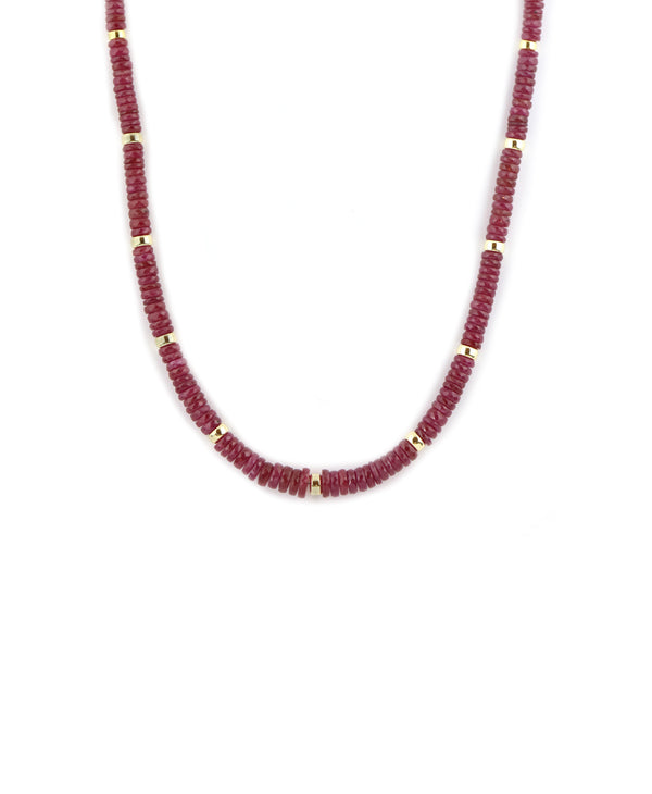 Thick Sliced Ruby Rondelle Necklace
