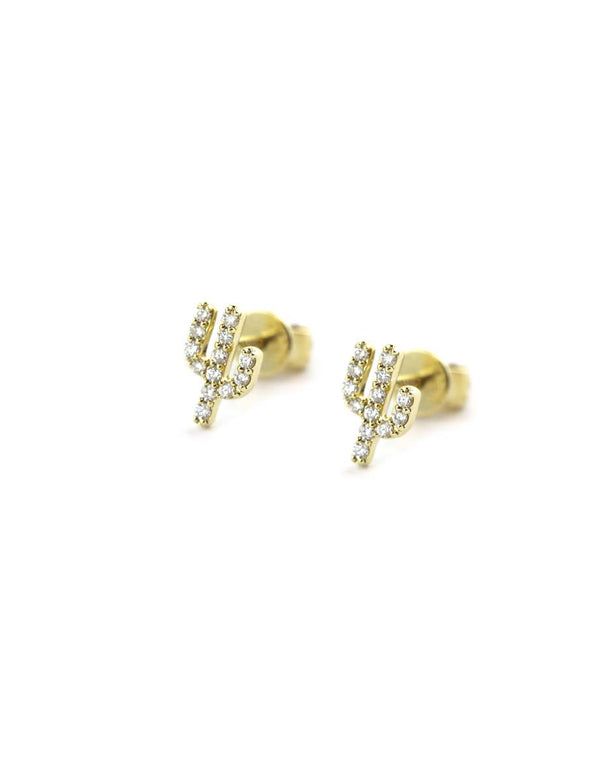 Mini 14K Gold Diamond Cactus Studs