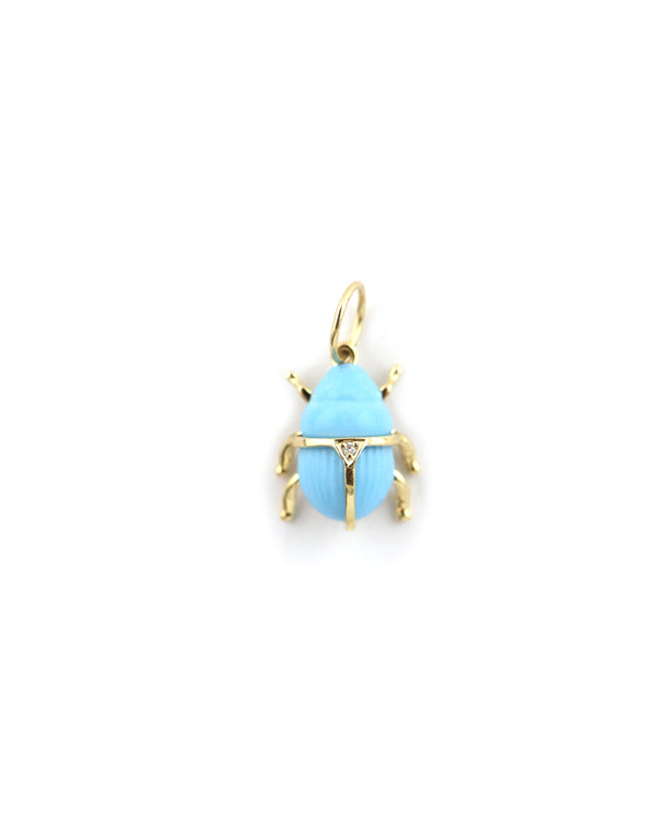 14K Gold Turquoise Scarab Charm