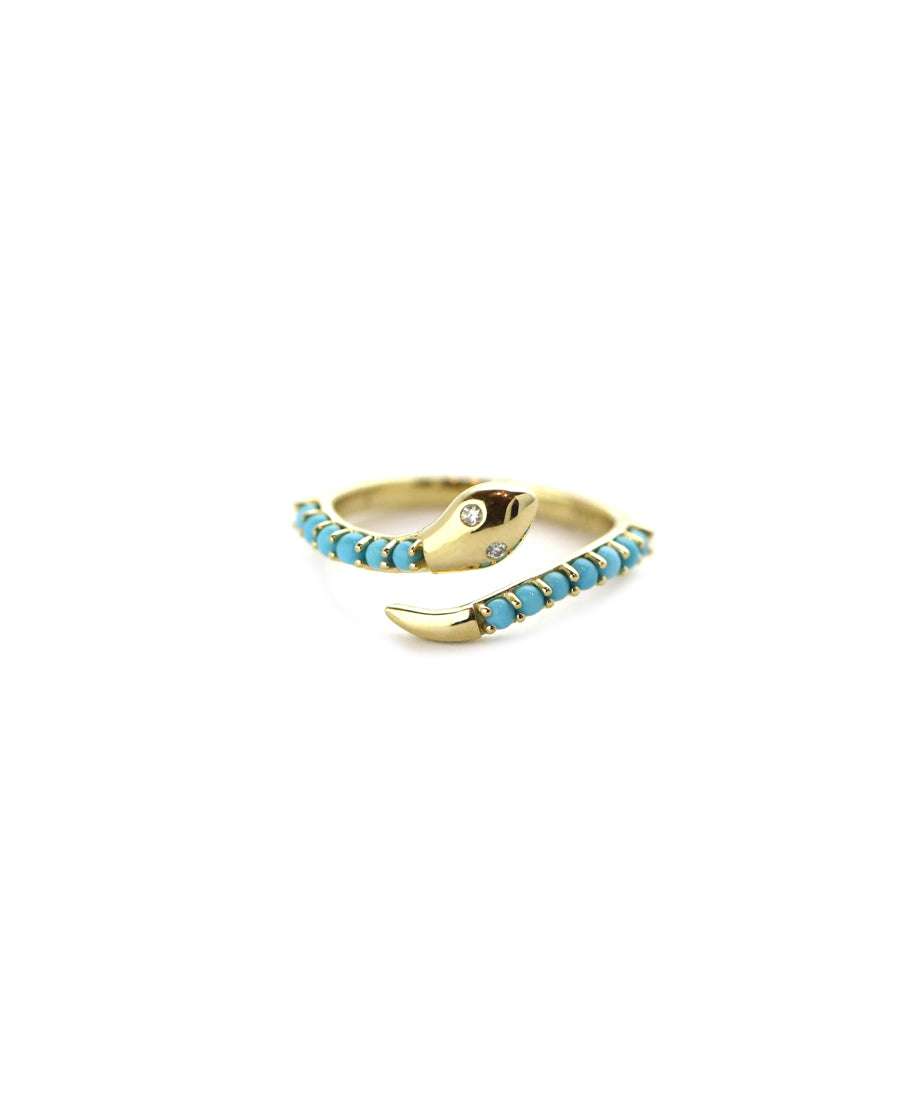 14K Gold Turquoise Snake Wrap Ring