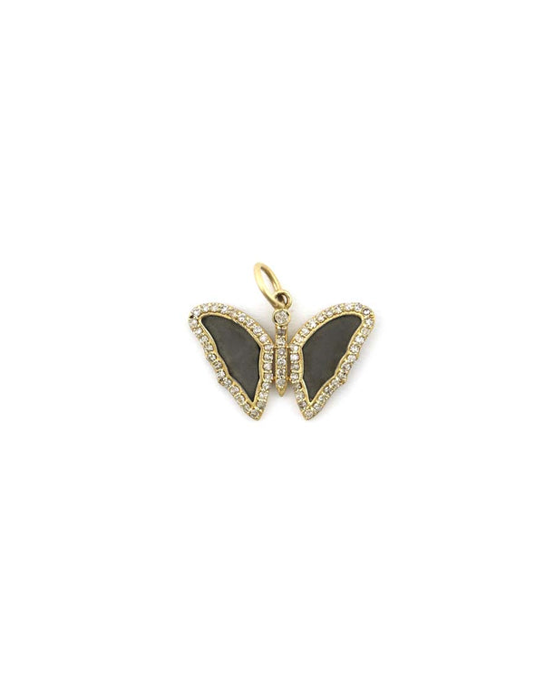 14K Gold Smooth Matte Silver Butterfly Charm