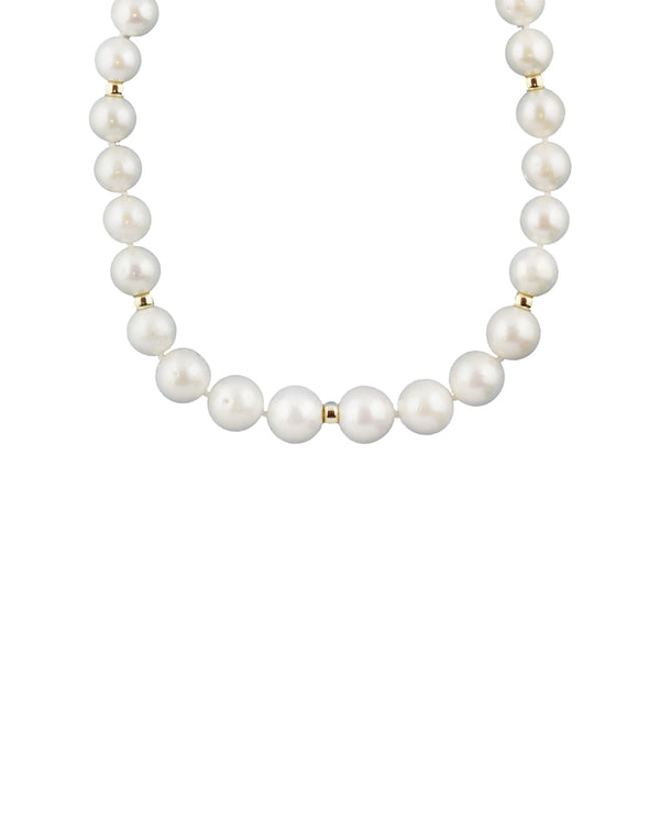 White Freshwater Pearl Rondelle Knotted Necklace