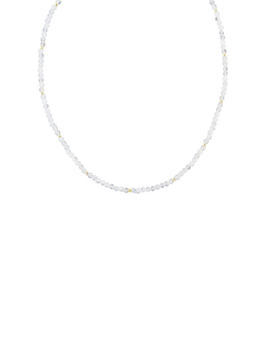 White Moonstone Rondelle Necklace