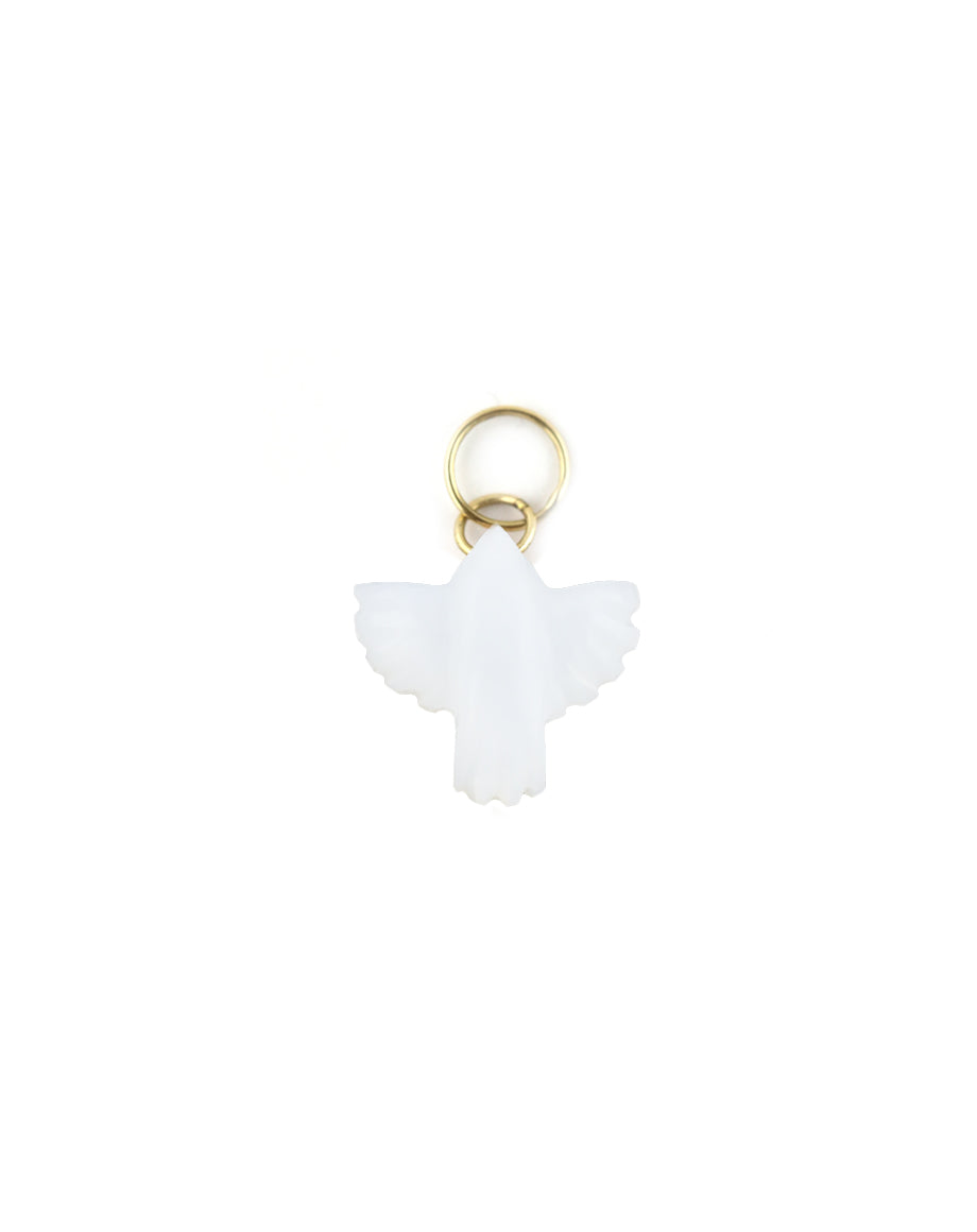 Small 14K Gold Carved White Opal Thunderbird Charm