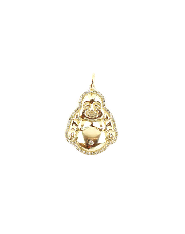 14K Gold Diamond Buddha Charm
