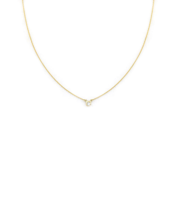 14K Gold Dainty Bezel Diamond Necklace