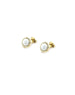 14K Gold Circle Mother of Pearl Diamond Frame Studs