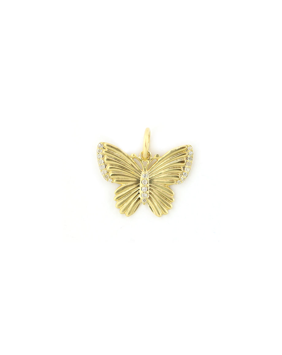 14K Gold Retro Butterfly Charm