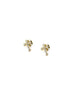 14K Gold Tiny Crystal Ornate Cross Studs