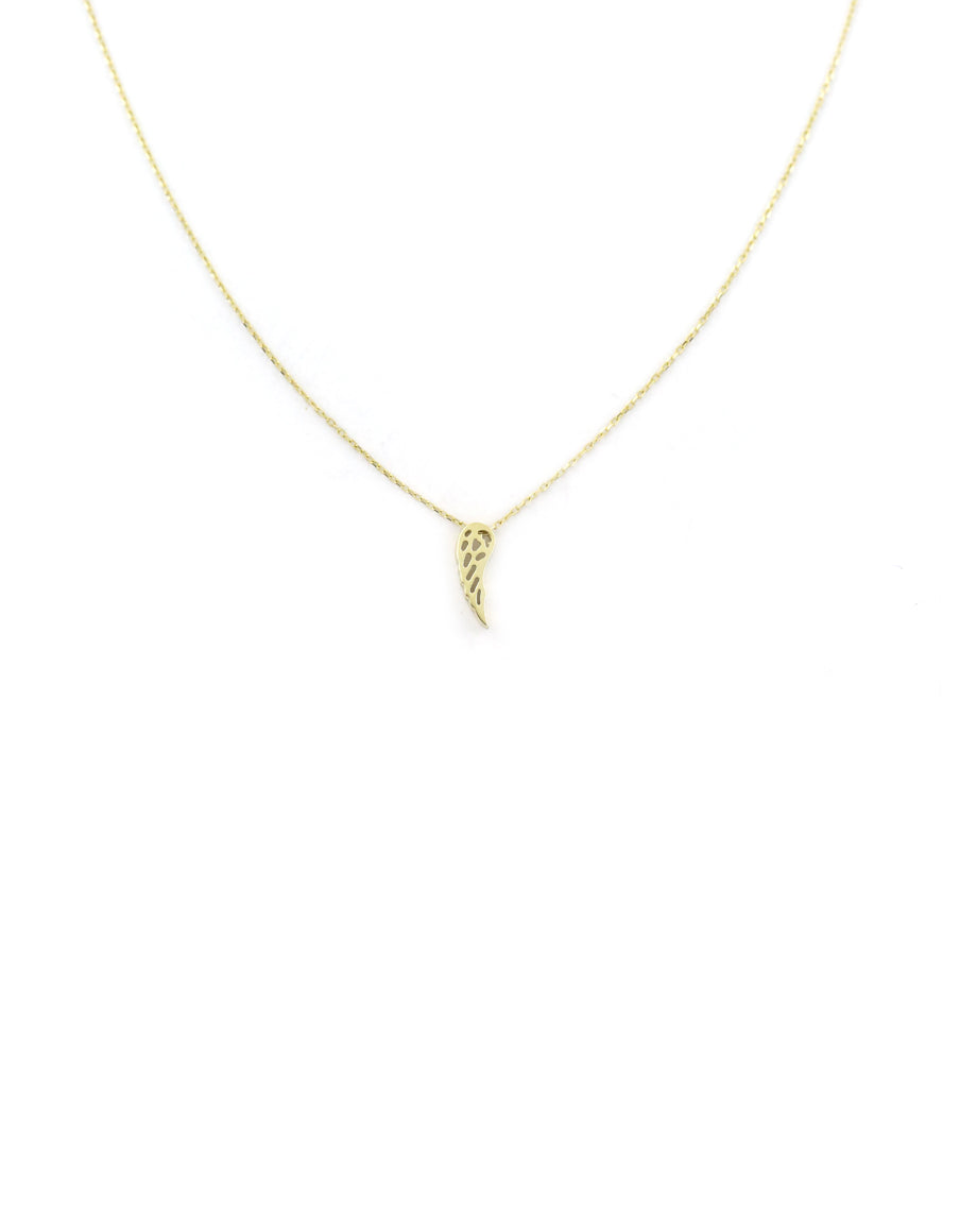 14K Gold Simple Cut Out Angel Wing Necklace