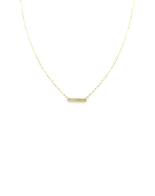 14K Gold Mini Diamond Bar Necklace