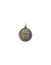 14K Gold Matte Silver Skull Coin Charm