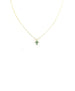 14K Gold Emerald Tiny Cross Necklace