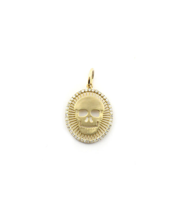 14K Gold Radiant Skull Coin Charm