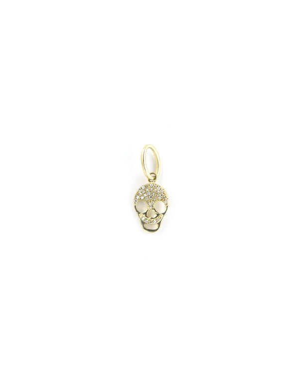 14K Gold Tiny Diamond Skull Charm