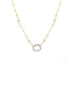 14K White Gold Dotted Diamond Lock Necklace: Textured Paper Clip
