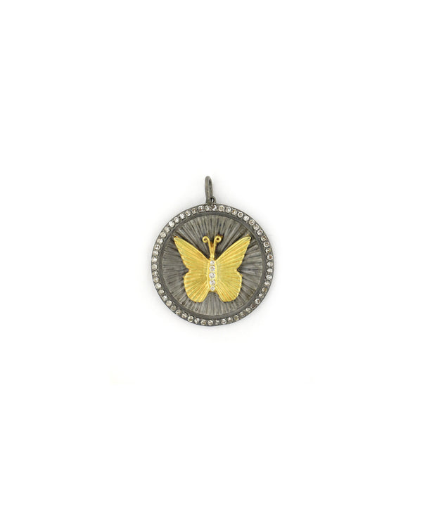 Large 14K Gold Two Tone Butterfly Coin