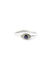 14K White Gold Blue Sapphire Evil Eye Diamond Ring