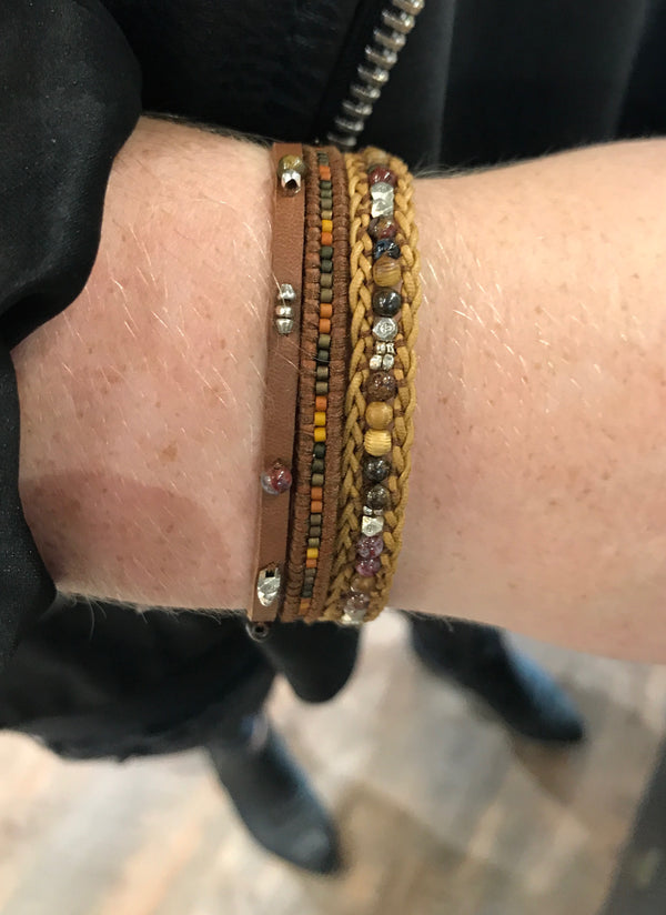 Chan Luu | Three Tier Brown Leather Bracelet