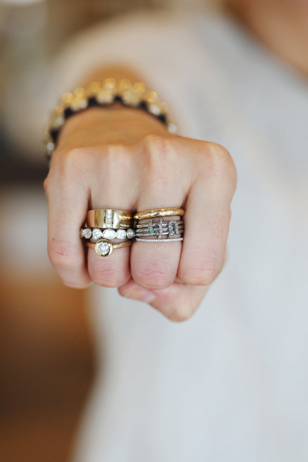 The Rima Serpent Ring: Silver Bands with Diamond Snake