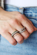 Silver Diamond Square Puffy Stacking Ring