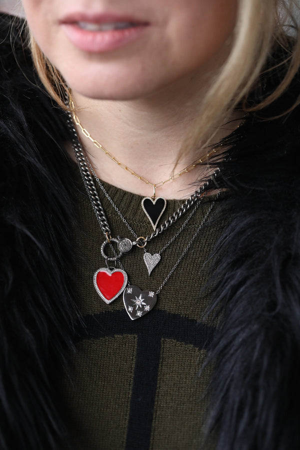 14K Gold Onyx Heart Charm