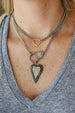 Large Two Toned Elongated Heart on Heart Pendant