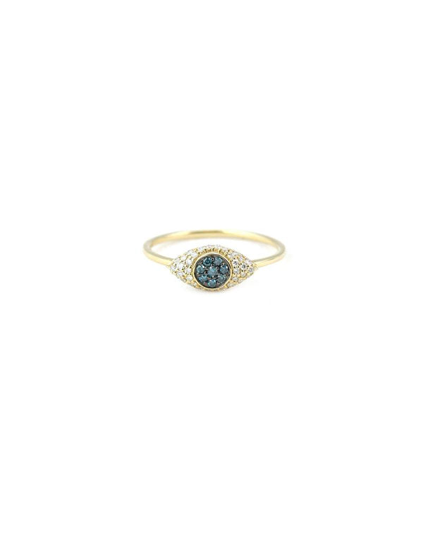 14K Gold Sapphire Diamond Evil Eye Ring
