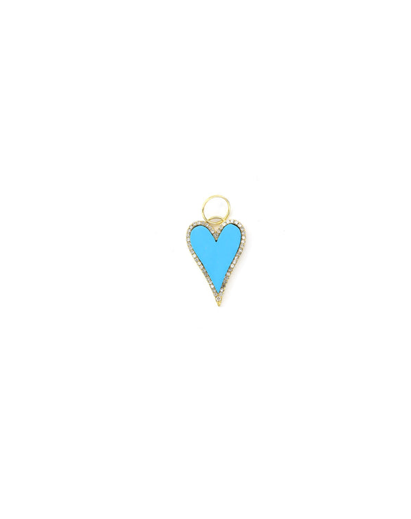 14K Gold Turquoise Heart Charm