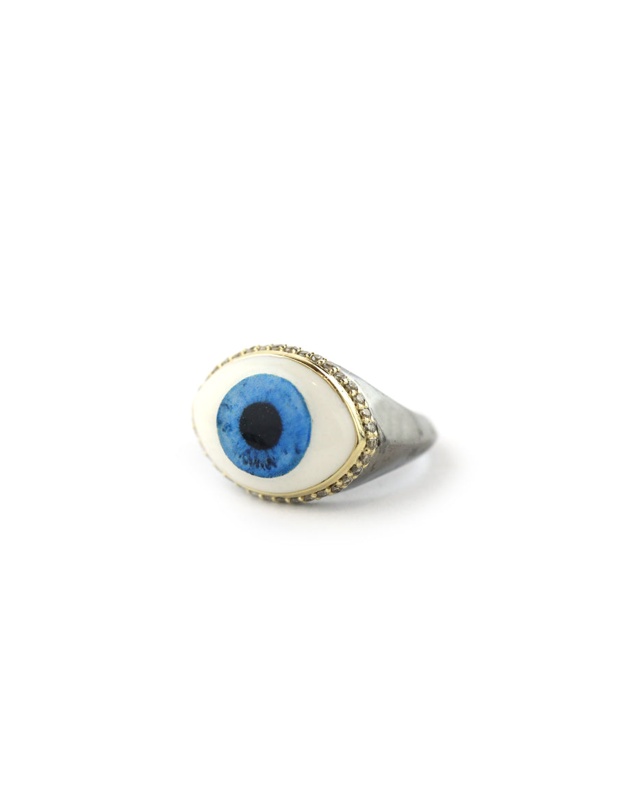 14K Gold Two Toned Cosmic Eye Diamond Ring