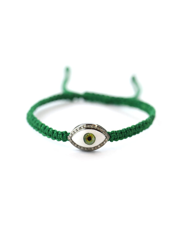 Diamond Cosmic Eye Bracelet: Green Thread